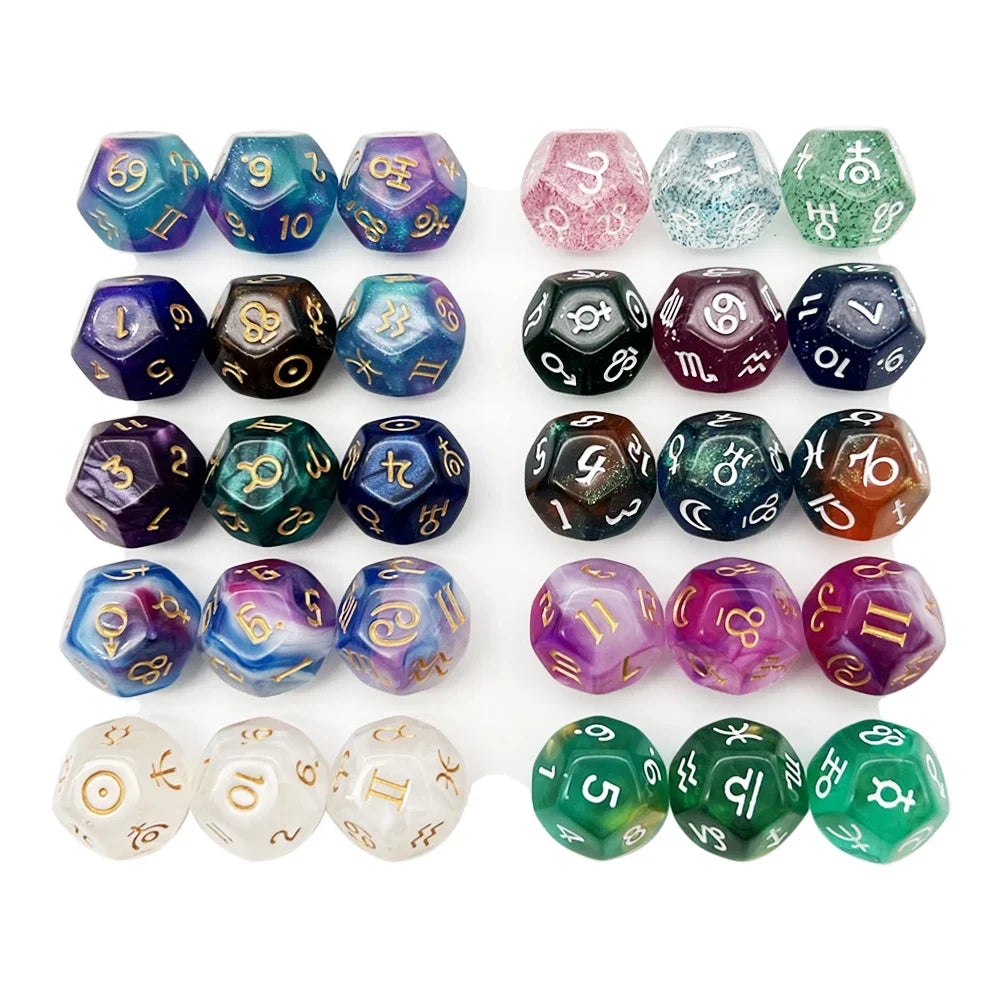Kawaii Astro Baby dice set with zodiac, planets, and numbers for ABDL, DDLG, and cosmic play