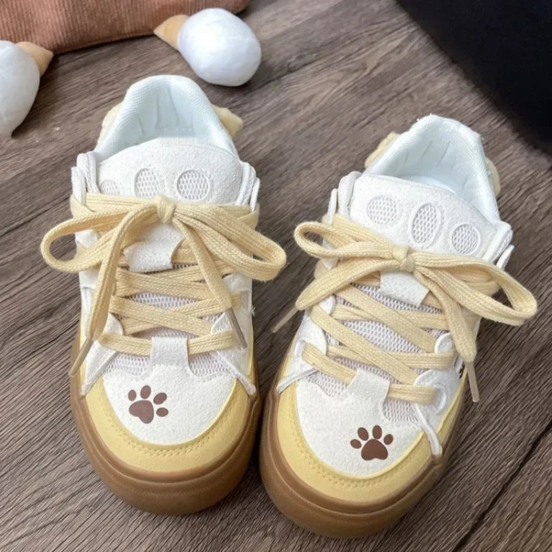 Kawaii baddie sneakers in pastel tones with bunny ears and pawprint soles, perfect for ABDL littles and DDLG brats