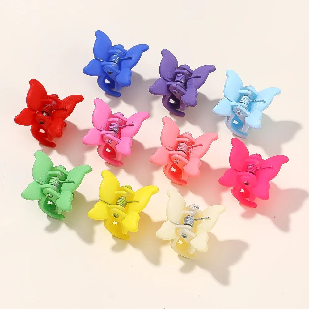 Kawaii Baddie Rainbow Butterfly Hair Clips, pastel butterfly hair pieces for ddlg abdl soft girl and babycore fashion