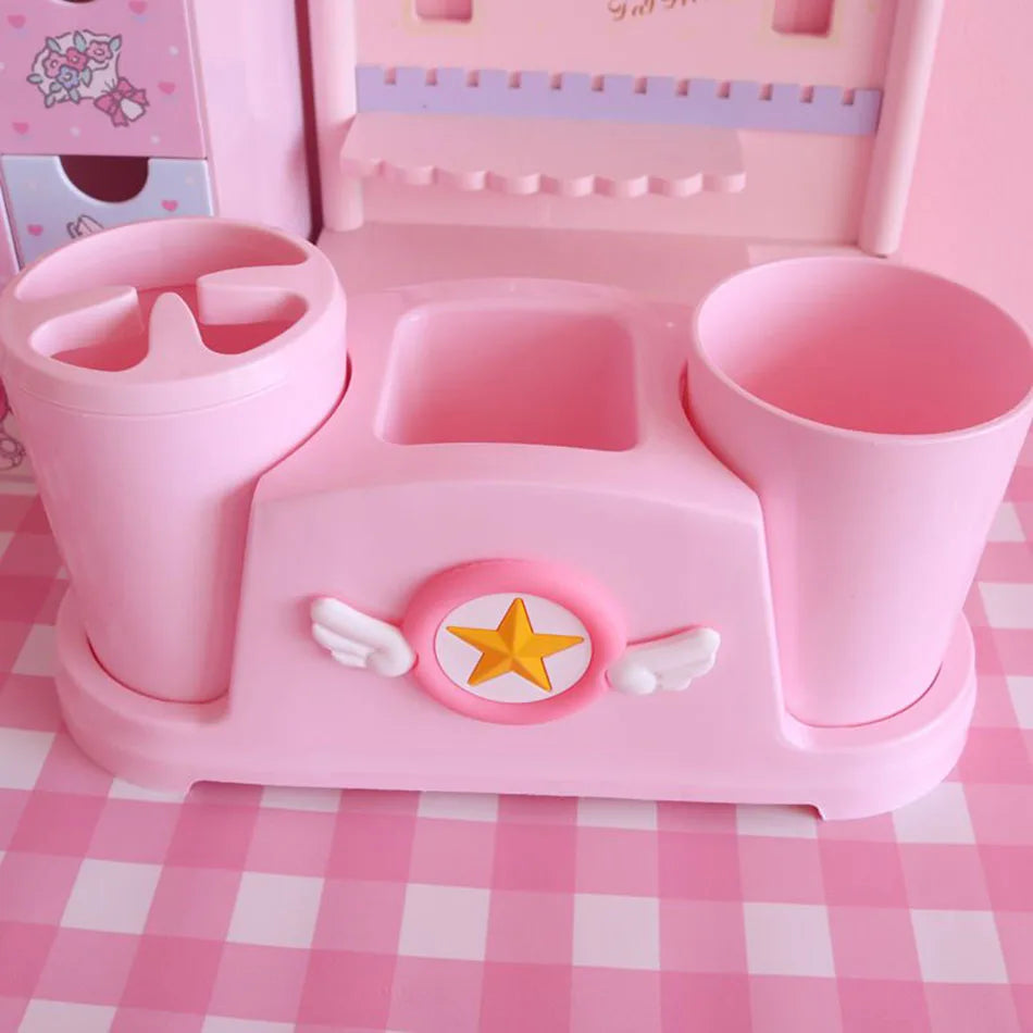 Kawaii pastel bathroom accessory set with two magical cups for aesthetic little space and cutecore charm π