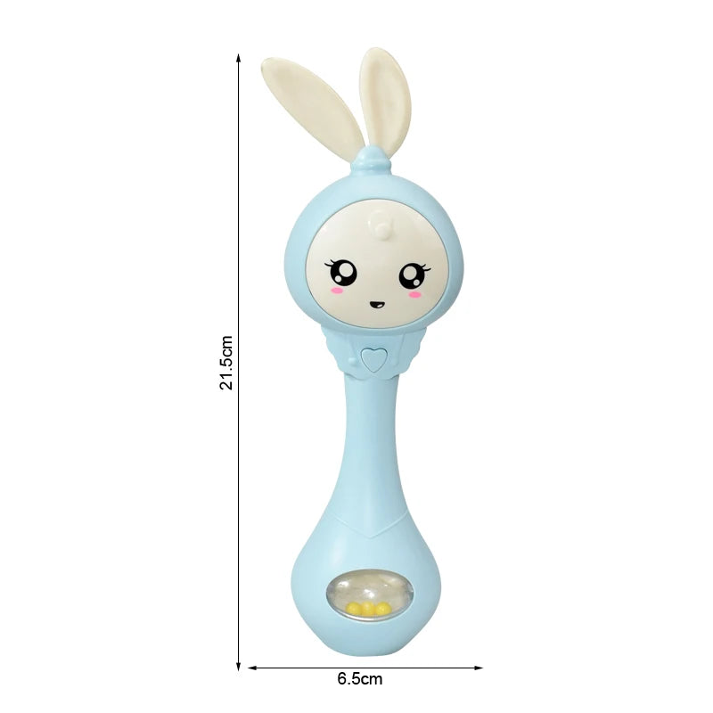 Kawaii Bunny Jingle Rattle with music, lights, and playful bead effects