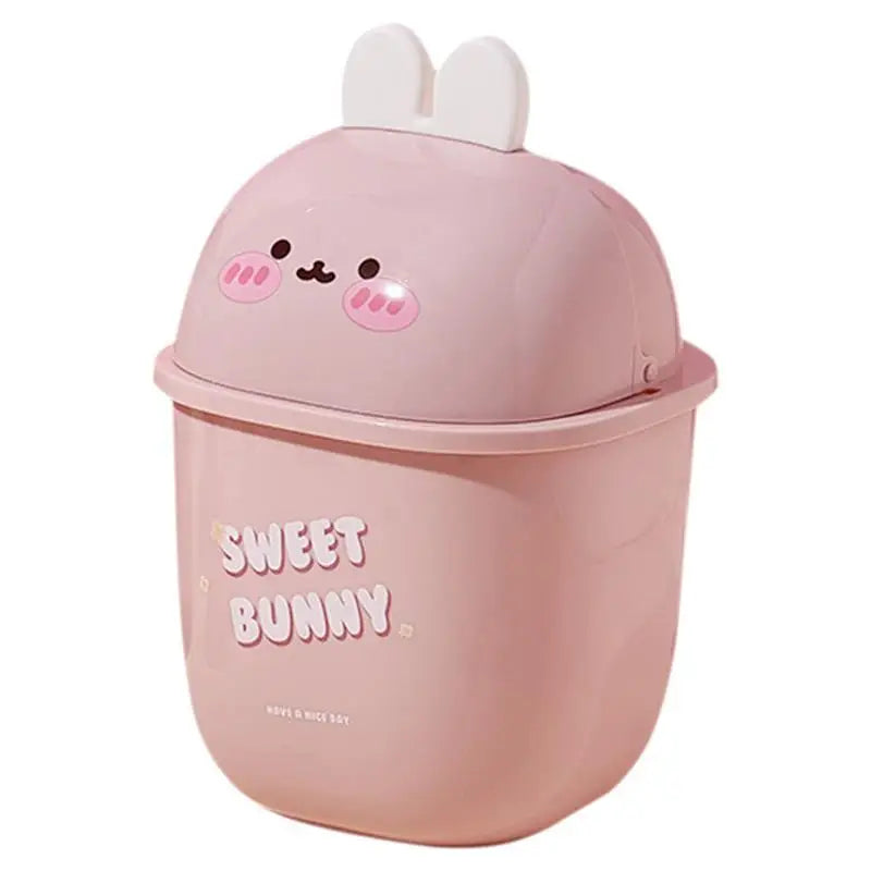 Lightweight and durable Kawaii Bunny Compact Trash Can, ideal for little spaces