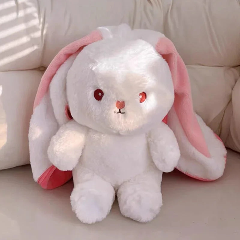 Kawaii bunny plush with zipper, interactive snuggle toy for DDLG & ABDL fans