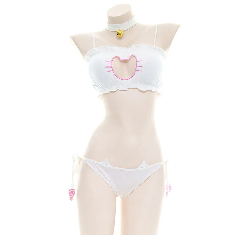 Kawaii catgirl lingerie lounge and nightwear set with stretchy, comfortable fabric blend