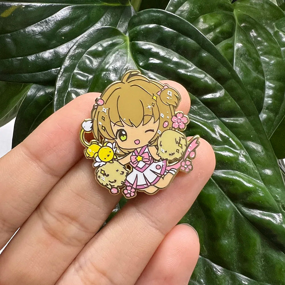 Kawaii cheerleader enamel pin Pom Pom Team Leader with bright colors and glossy finish, perfect gift for pin collectors