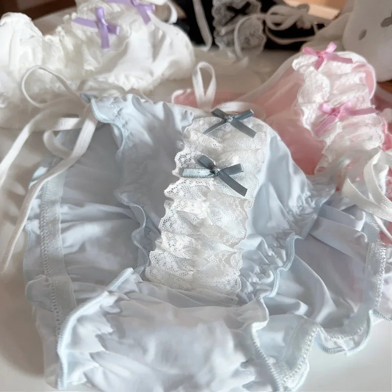 Kawaii Darling Ribbon Doll Panties with lace and ribbon bow details