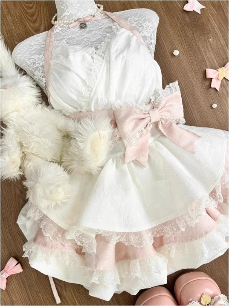 Glamorous flirty mini dress with bow and ruffles for kawaii DDLG ABDL party wear