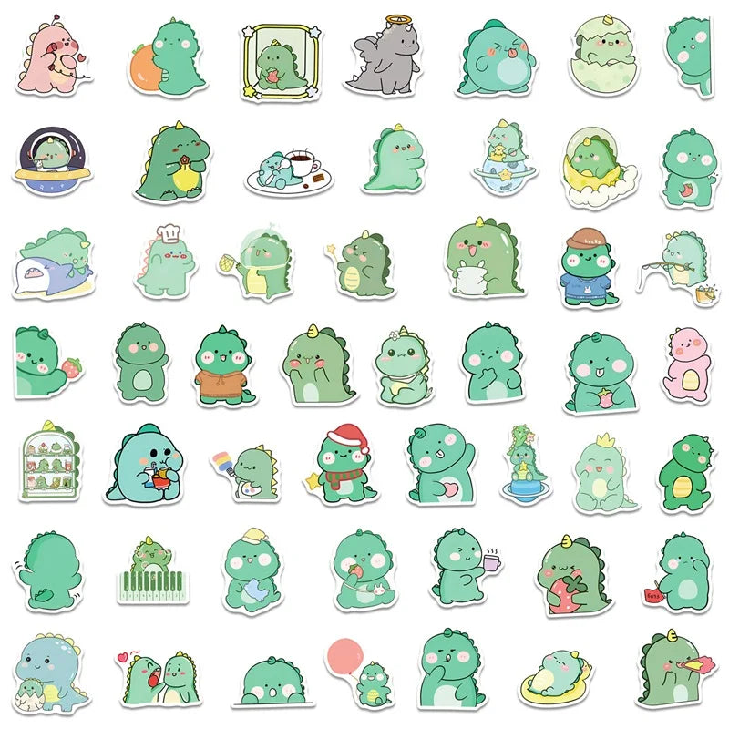 random kawaii dinosaur sticker pack waterproof durable cute dino stickers for tech journals and more