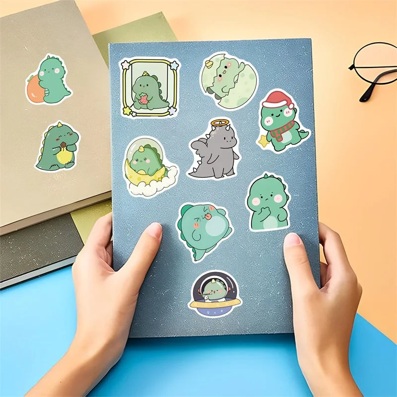 kawaii dinosaur sticker set peel and stick easy application waterproof stickers for daily use