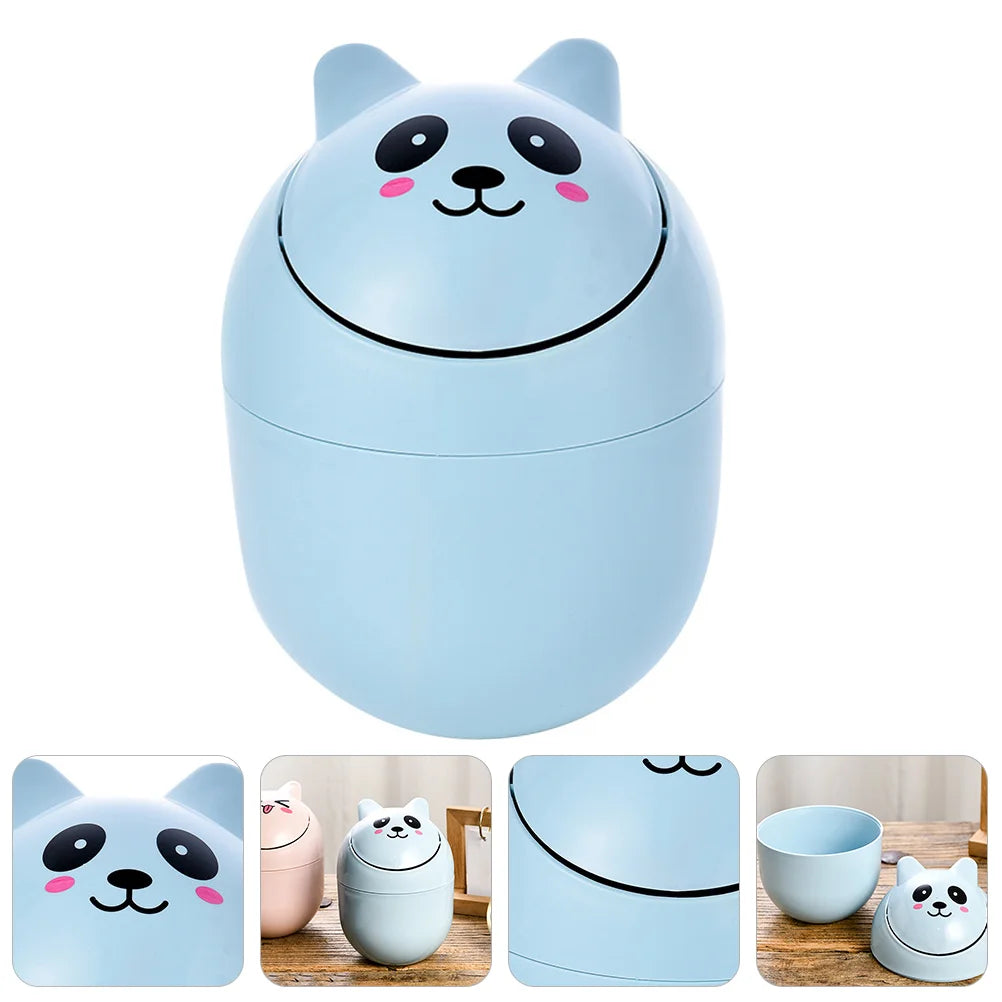 Blue Kawaii Face Expressions Mini Trash Can, playful kawaii face and pastel vibes