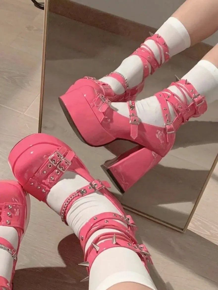 Kawaii hot pink heels collection with DDLG aesthetic and playful design