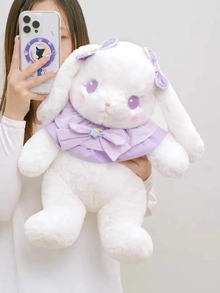 Kawaii lilac bunny plush with floppy ears, 65cm tall, ideal for cuddles, gifts, and kawaii soft girl style