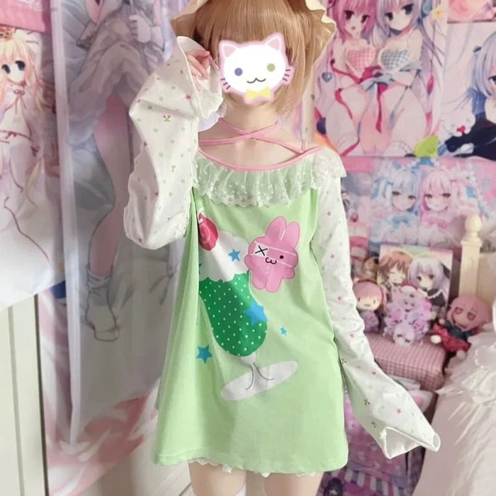 Kawaii Lime Green Milkshake Cutie Tee for casual wear, layering, and cute cutecore outfits