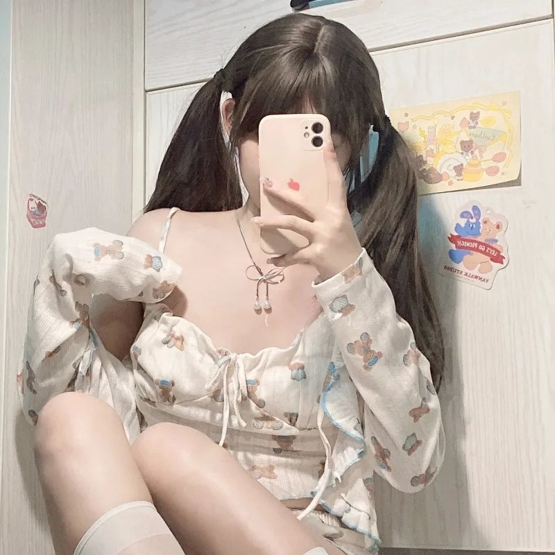 Kawaii Lolita Teddy Bear full set comfortable loungewear perfect for cozy nights
