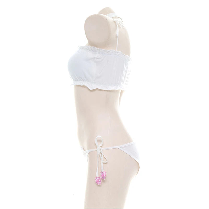 Kawaii neko 4-piece lingerie set with bust up to 88cm, perfect for all-day comfort and style