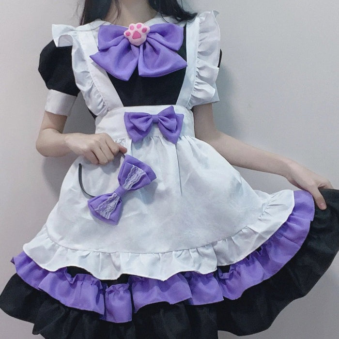 DDLG Kawaii Neko Maid Dress Set with matching accessories for cosplay, photoshoots, and cute roleplay