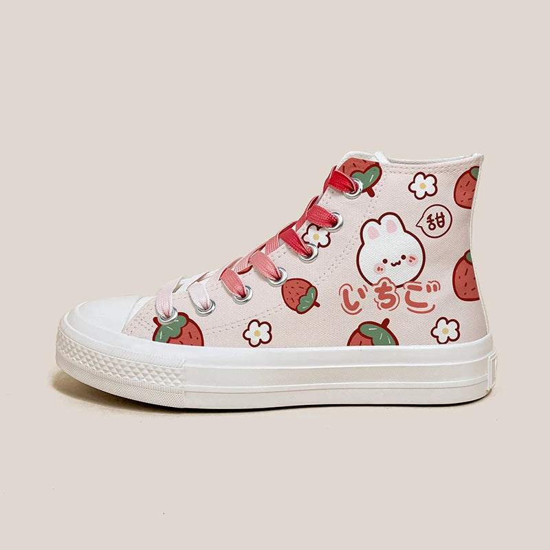 Kawaii pastel strawberry gradient sneakers for ABDL & DDLG little space looks