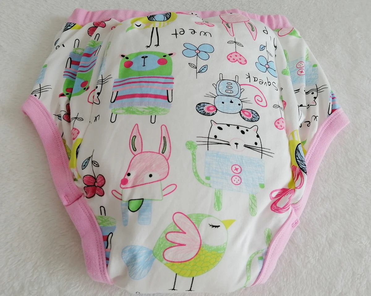 Kawaii pink pull-ups featuring adorable little friends like mouse, bunny, bear, and bird for soft pastel aesthetics π