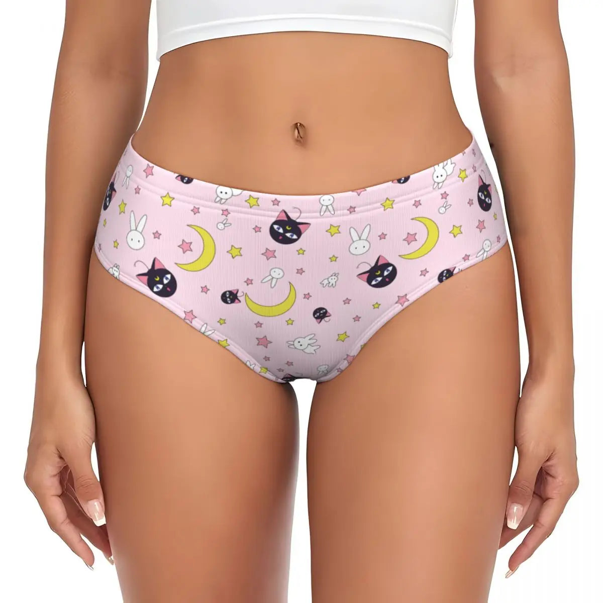 Kawaii pastelcore Pink Magic Academy panties with magical motifs, cute ABDL lingerie style.