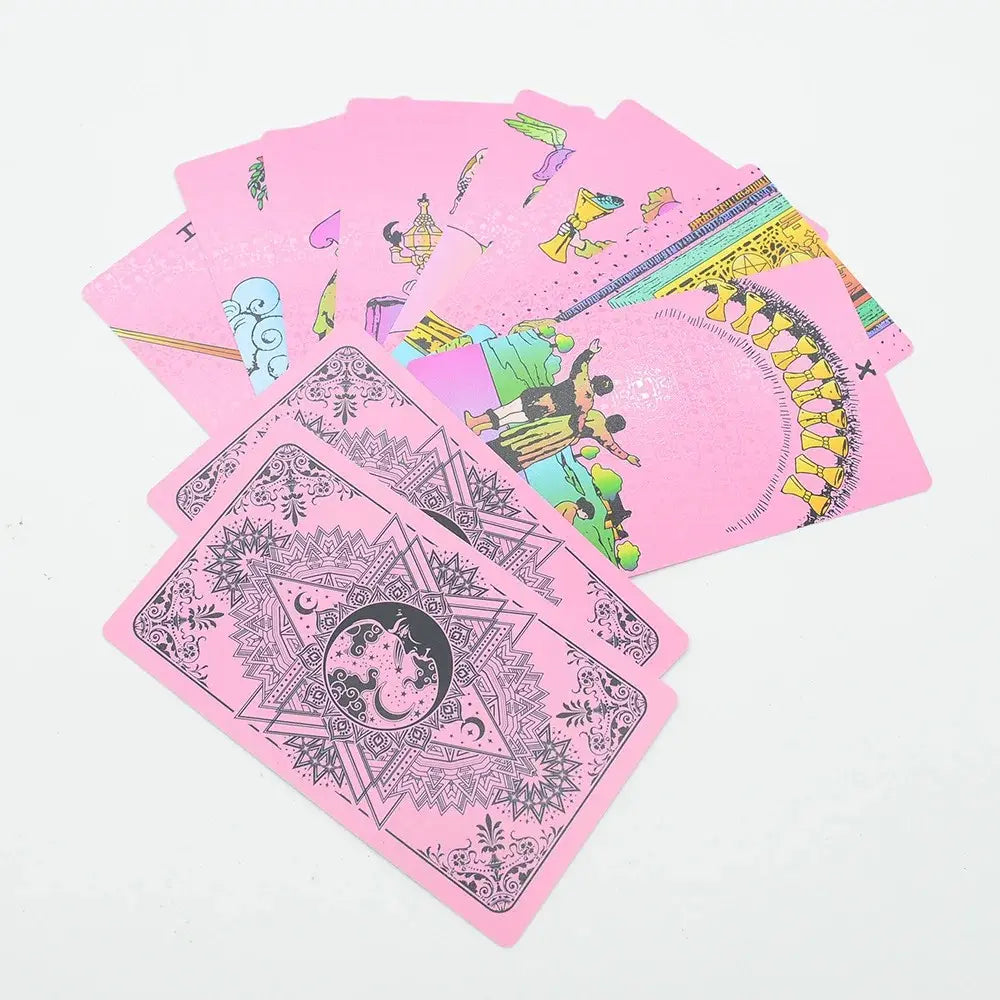 Kawaii Pink Tarot Deck with romantic rose tones, perfect for collectors and beginners