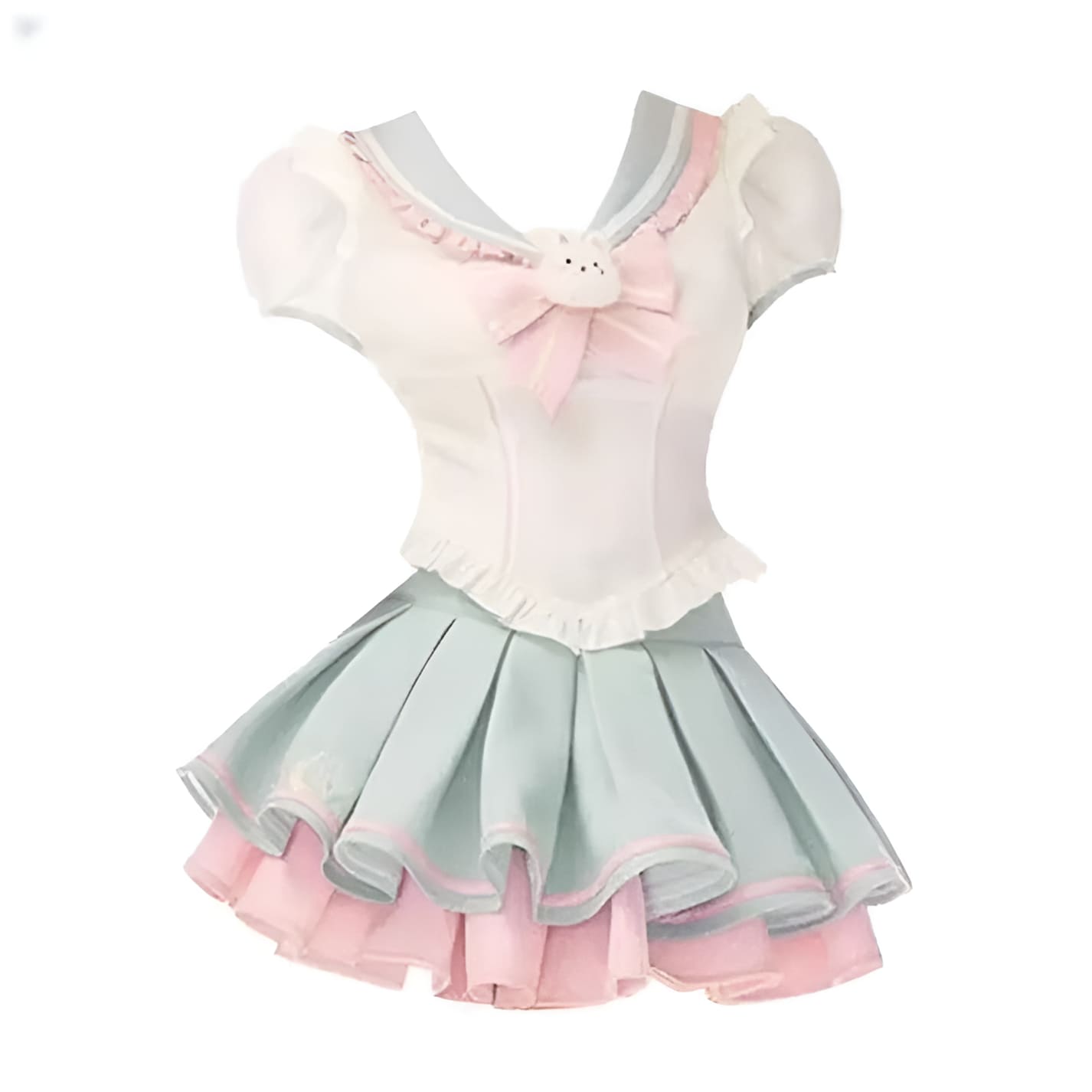 Bunny Blush Uniform Set with pink accents, Peter Pan collar, and bow tie in cute kawaii schoolgirl style