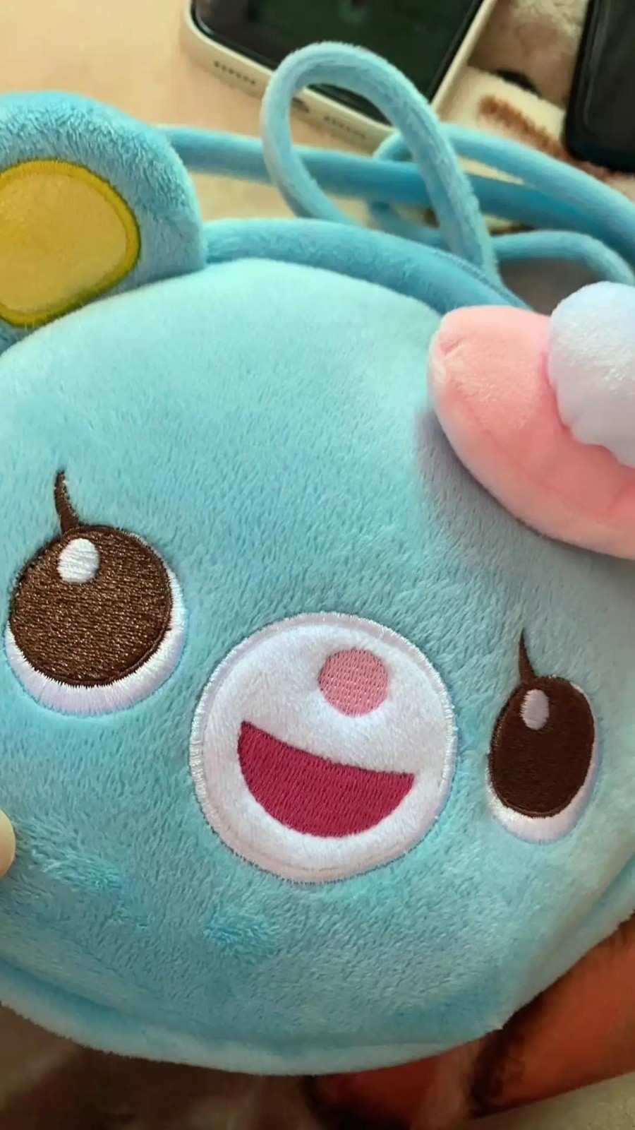 Kawaii Plush Bear Backpack in pastel blue, soft cutecore accessory for school, festivals, and everyday kawaii style