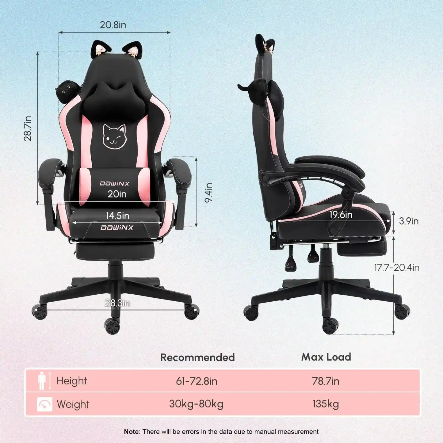 Kawaii Princess Throne Gaming Chair Size Chart, ergonomic pastel chair measurements for kawaii DDLG setup
