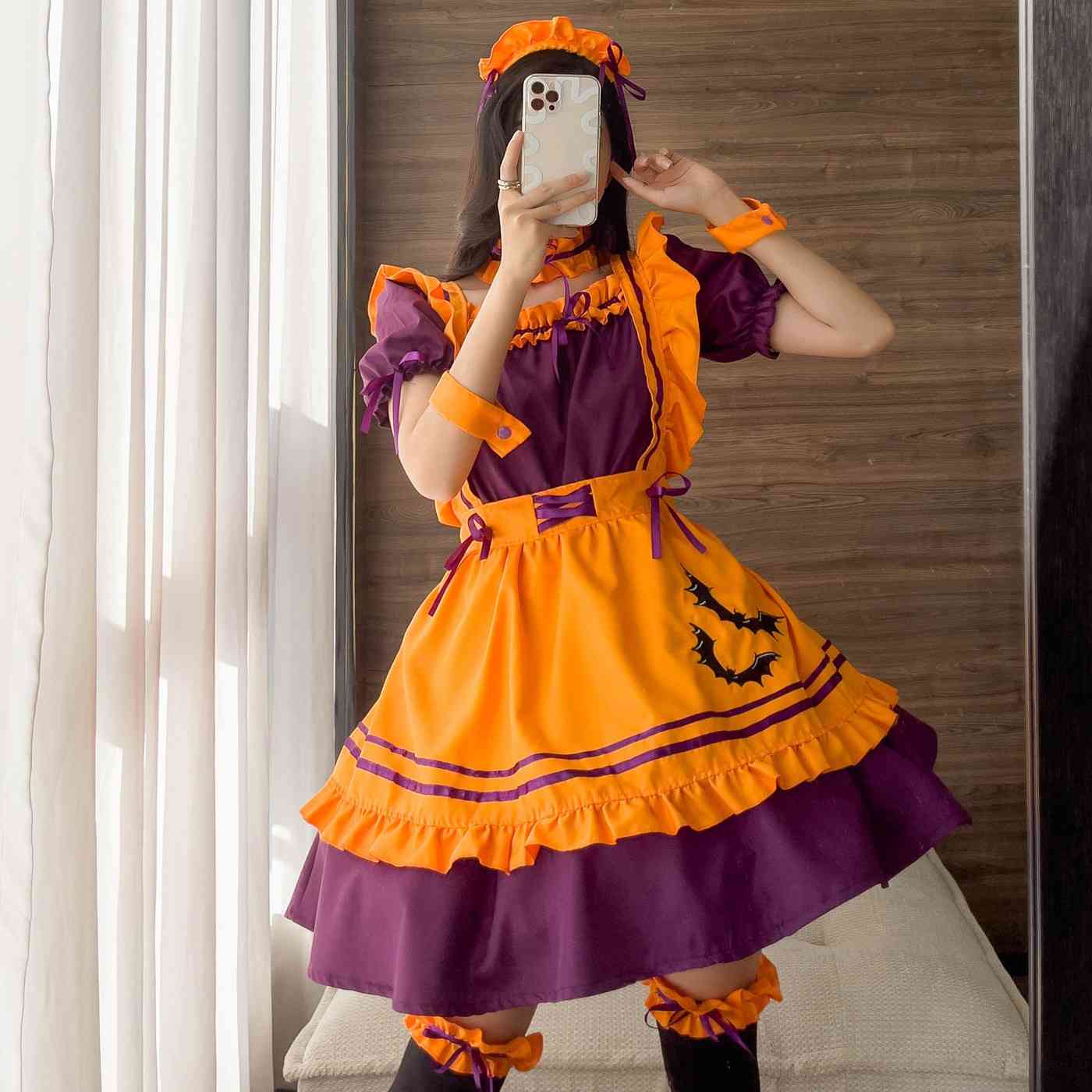Cozy and spicy pumpkin spice kawaii autumn dress set for DDLG ABDL cutecore outfits, perfect for Halloween parties