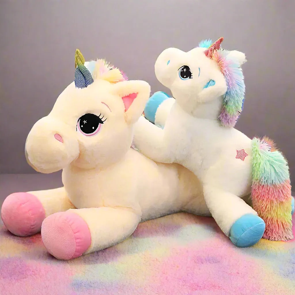 Kawaii Rainbow Unicorn Plushie, soft and cuddly, ideal for cutecore, DDLG, and ABDL play