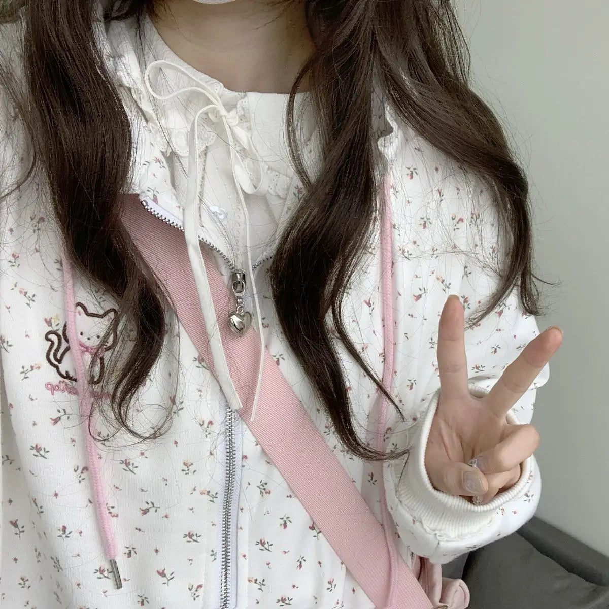 Kawaii softcore kitty jacket styled for cozy layering with pastel tones