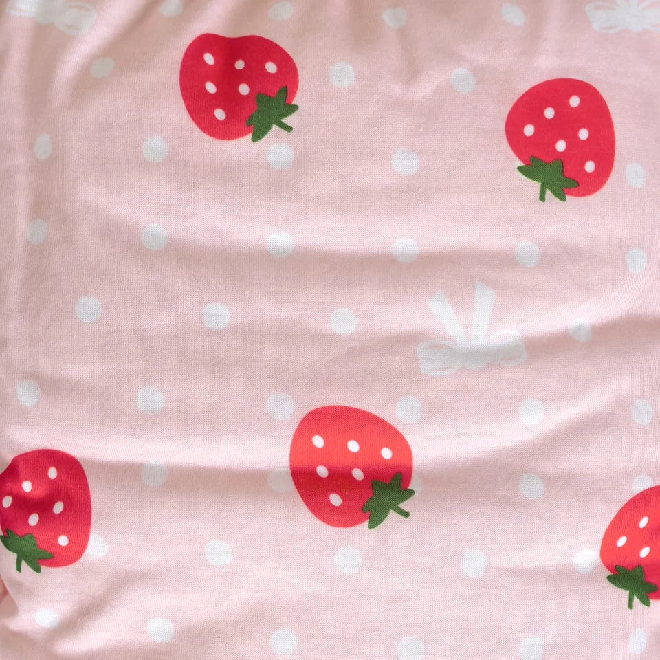 Kawaii strawberry-themed pull-up training pants in soft pastel pink for playful adult baby fun π