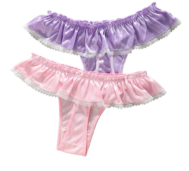 Kawaii Sugarplum Fairy Satin Ruffle Duo for dollcore, cutecore, and flirty DDLG aesthetics
