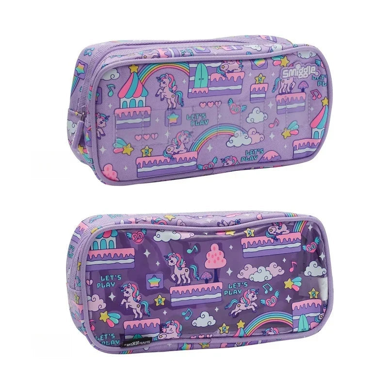 Kawaii unicorn pixie pouch featuring rainbow clouds and magical pastel vibes, ideal for babycore and ABDL play