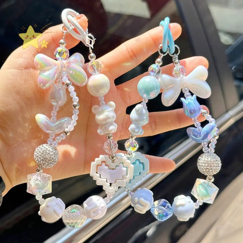 Trendy pastel purple Kawaii XP Gain Keychain with luxe iridescent charms for kawaii energy