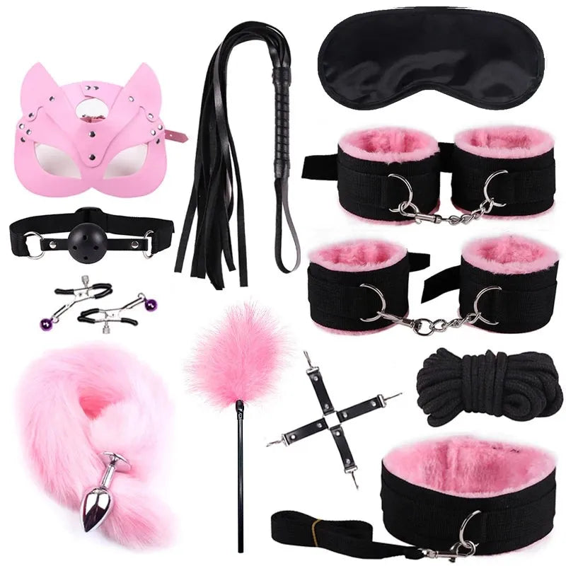 Pink & Black 12-Piece Kinky Play Set, DDLG sexy roleplay, flirty and bold vibes