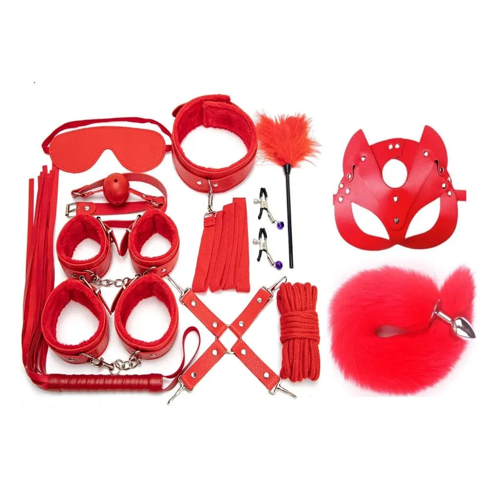 Red 12-Piece Kinky Play Set, bold baddie and DDLG accessories, kinky roleplay vibes