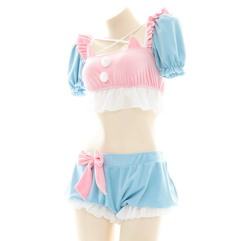 Daddy Play Kitty Cream Puff Pastel Set, DDLG-ready soft girl outfit, spoiled little vibes