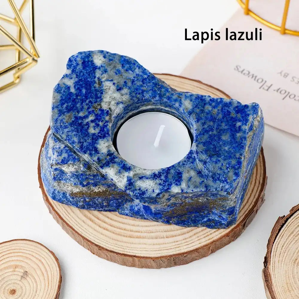 Lapis Lazuli Ritual Candle Holder for DDLG ABDL, deep blue crystal decor for kawaii and cutecore ritual spaces