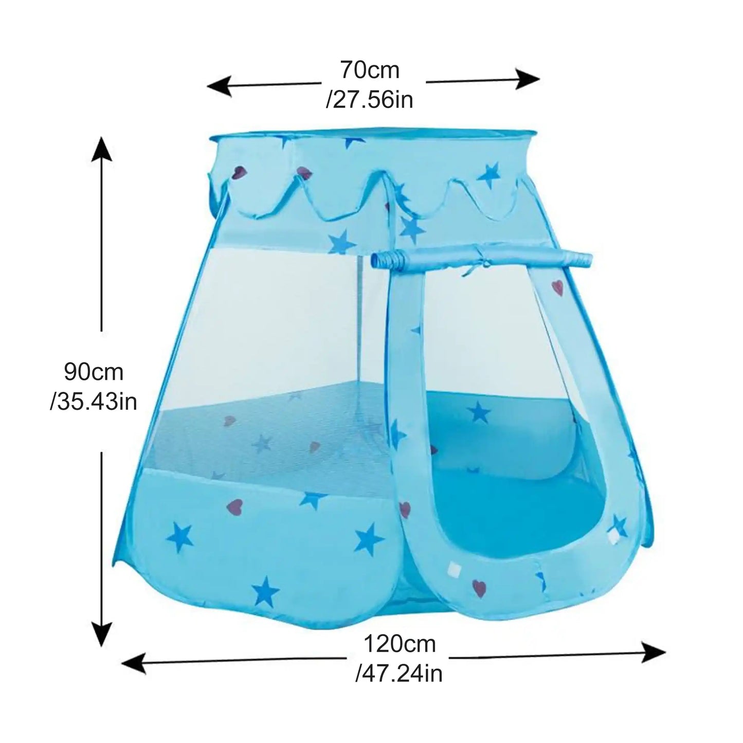 size chart for pastel blue Little Dreamer indoor camp tent perfect for Littlespace setups