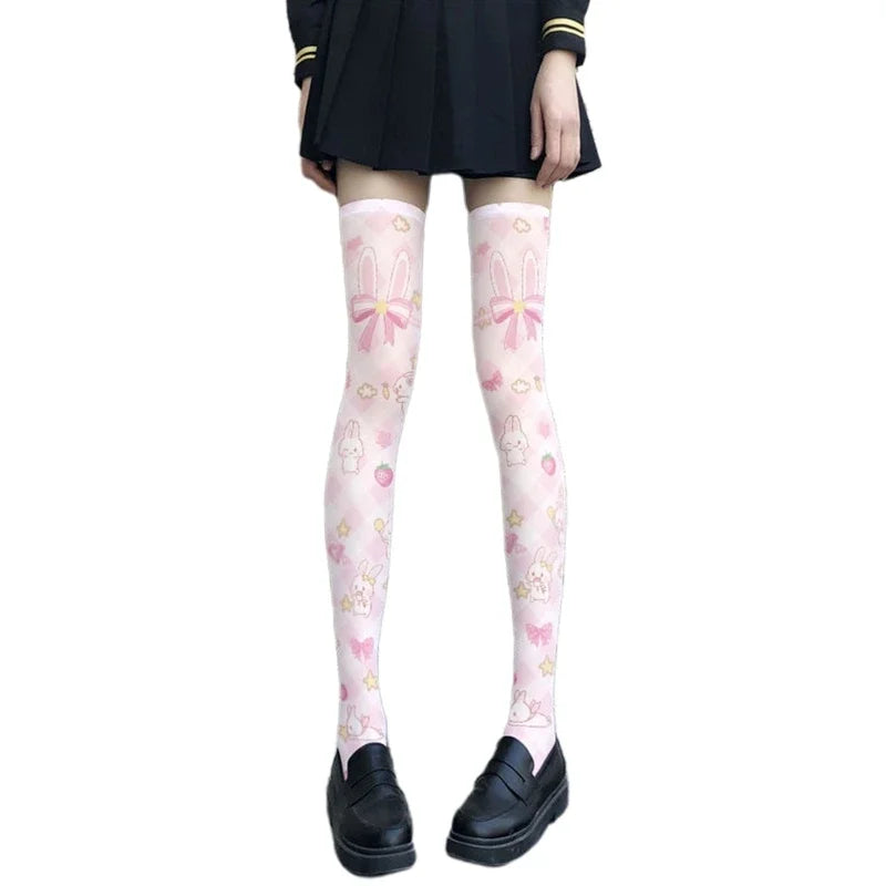 Little Kitty Star Stockings with pastel moons, clouds, and cat details for kawaii ddlg, abdl, and babygirl fashion.
