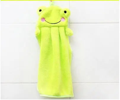 green froggie cartoon hand towel for little space and ABDL babes, soft, cute, and playful