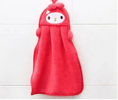 hot pink bunny cartoon hand towel for ABDL and little-space routines, soft and playful
