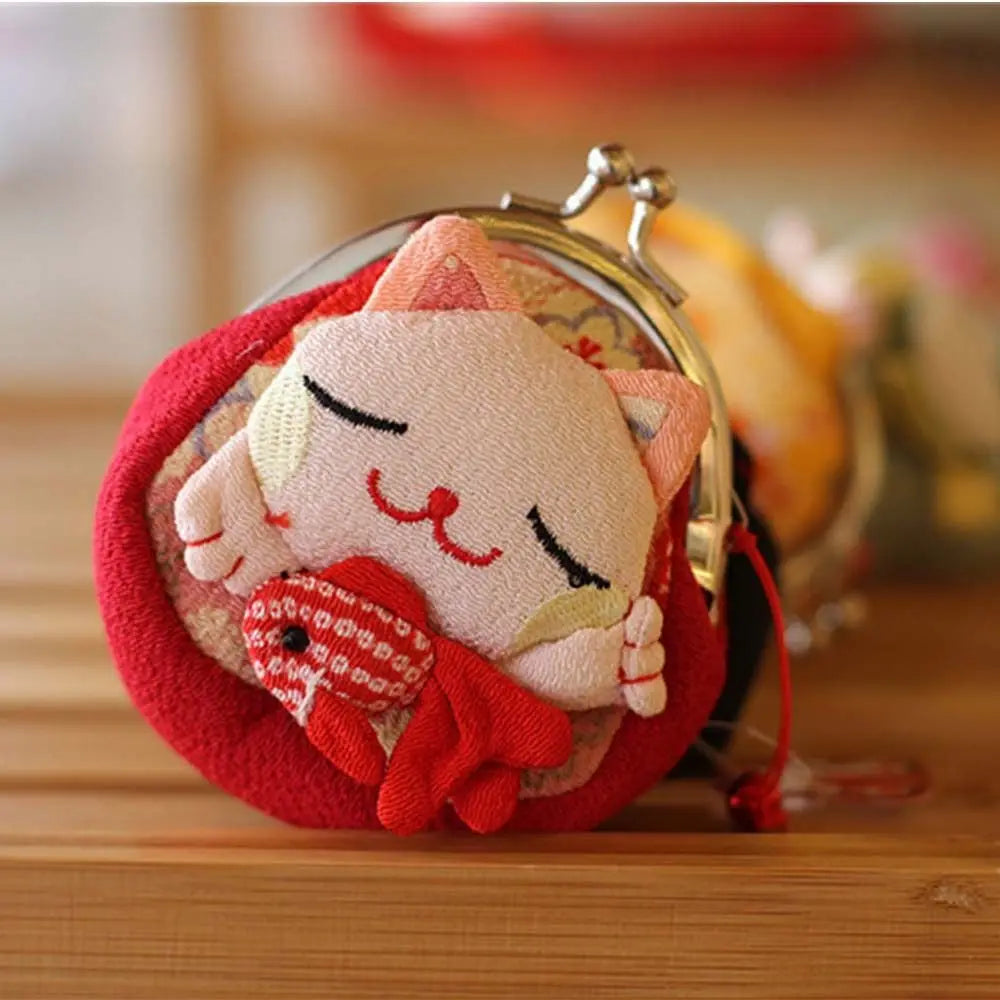 Lucky koi kitty coin pouch, Japanese-inspired kawaii accessory