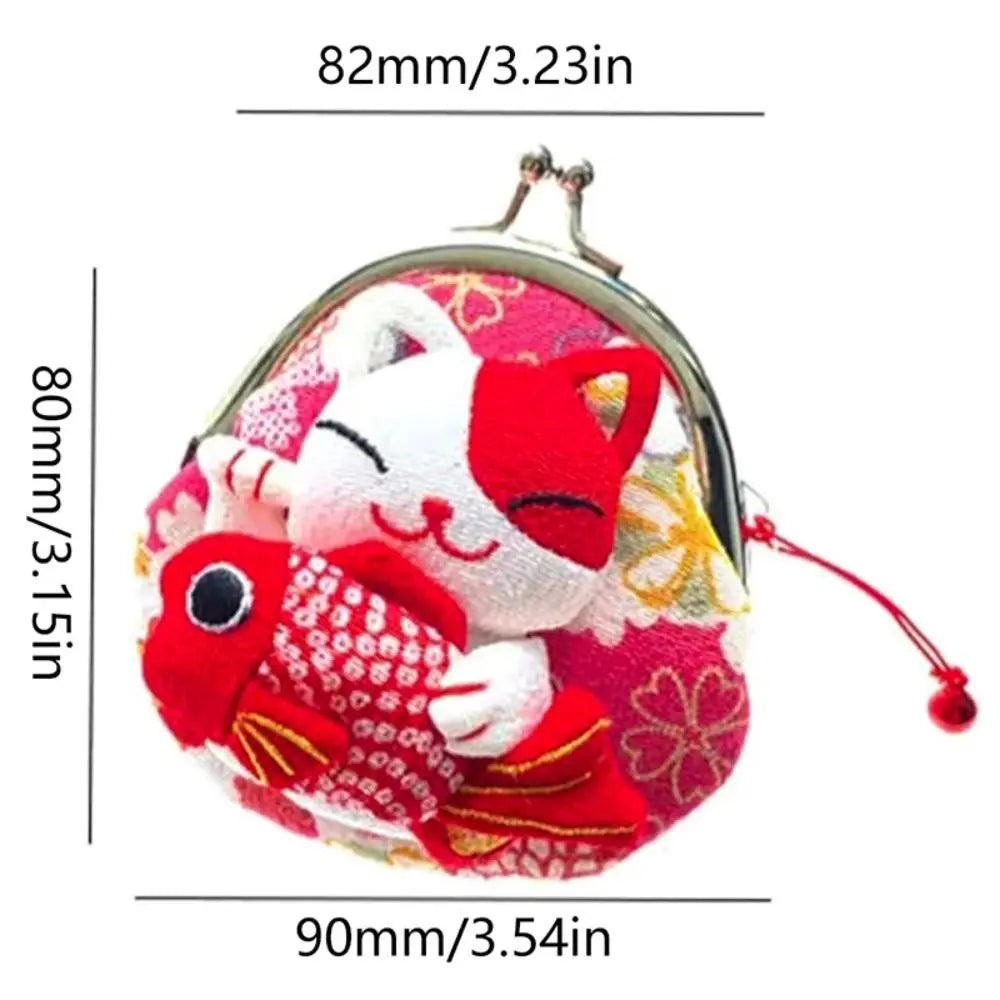 Vintage kiss-lock lucky koi kitty purse, kawaii pastel bag