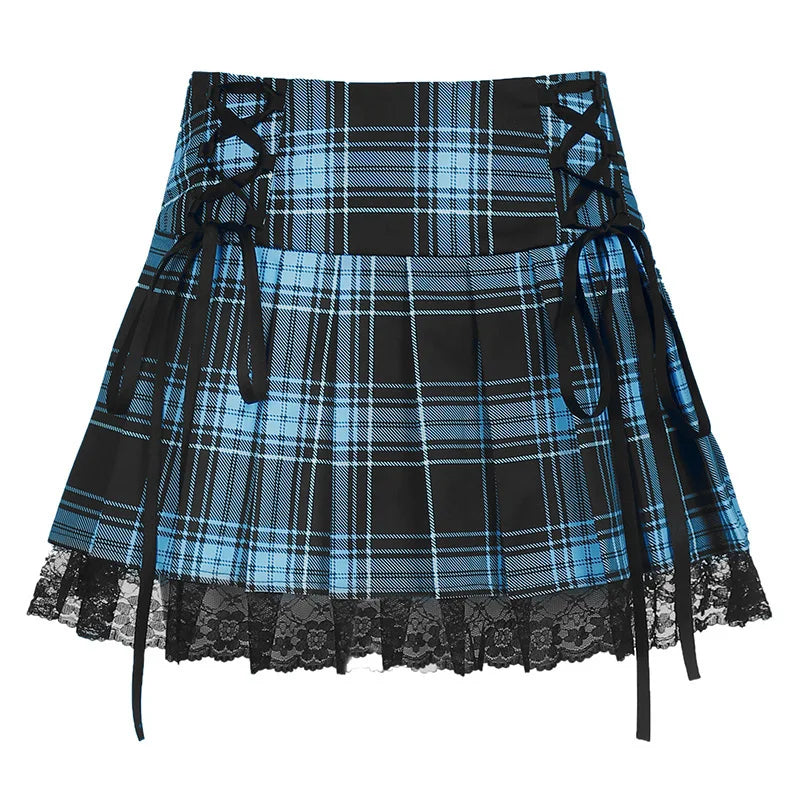 Blue Lunar Veins pleated skirt, dreamy cutecore brat style, flirty & comfy for little space play