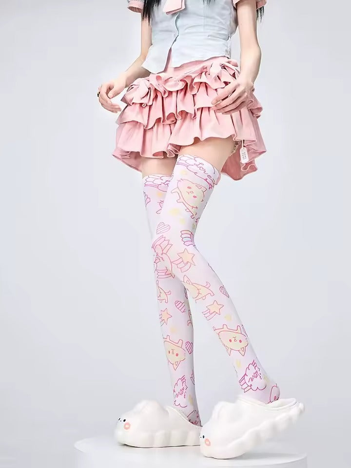 Magic Kitty Stockings with pastel accents for kawaii cutecore ABDL DDLG fashion