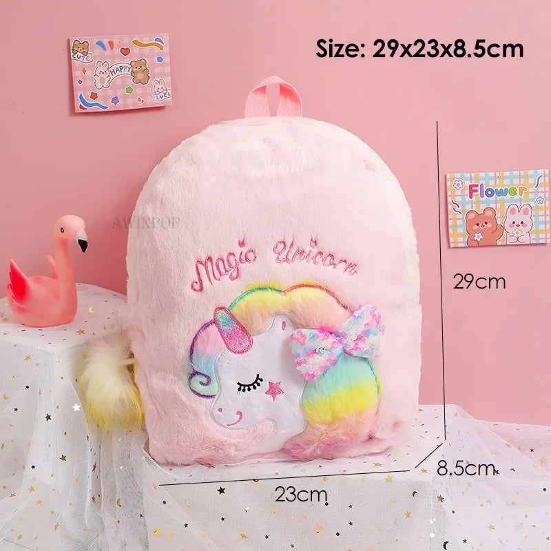 Pink petal unicorn plush backpack, cute magical accessory for DDLG babes