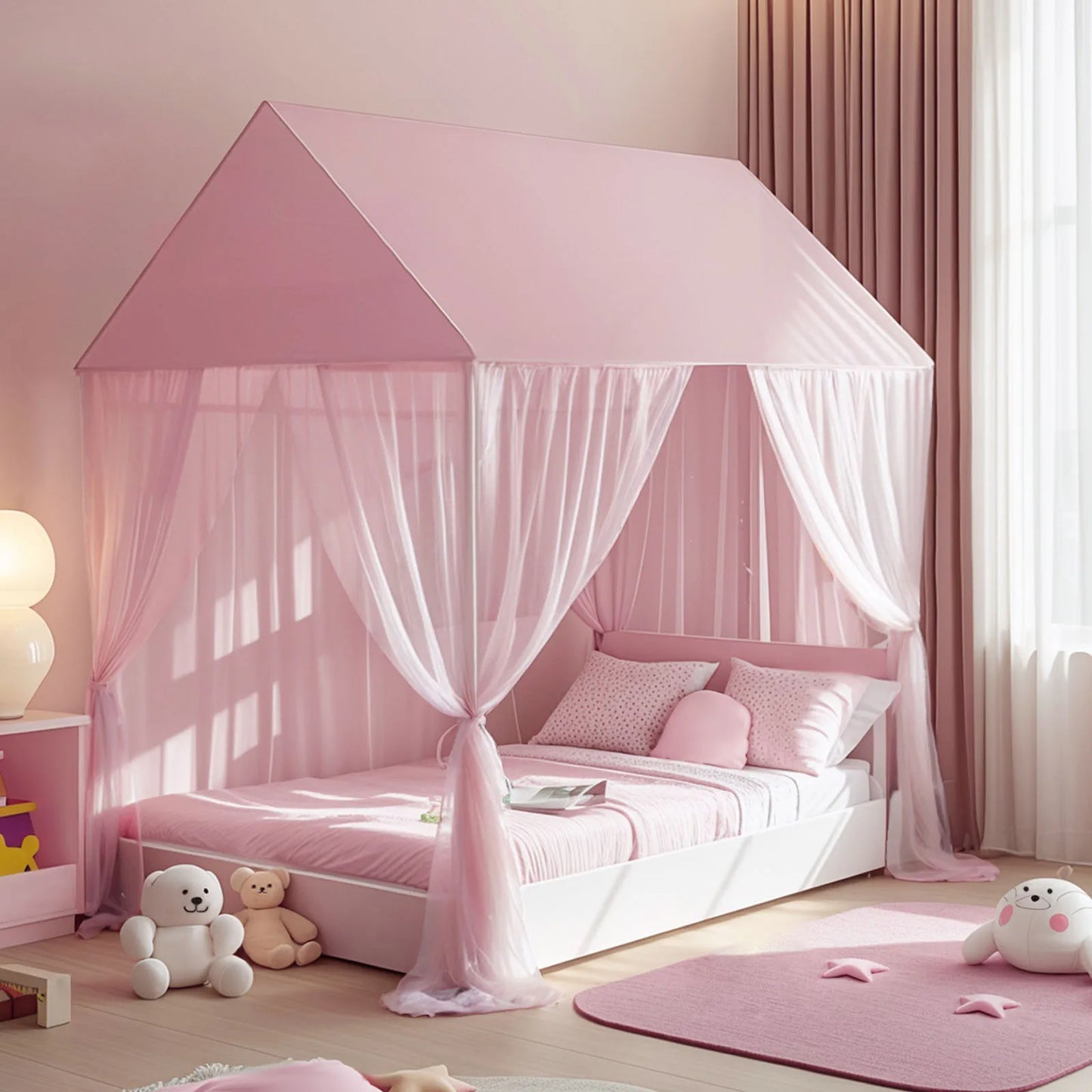 Magical princess canopy bed curtains as a whimsical accessory for cozy and enchanting children’s bedrooms