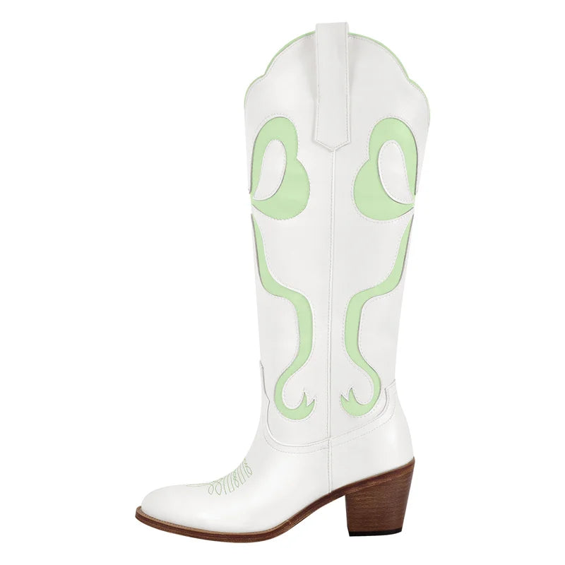 Green glitter princess boots with ribbon accents, ideal for kawaii, babycore, and DDLG aesthetics