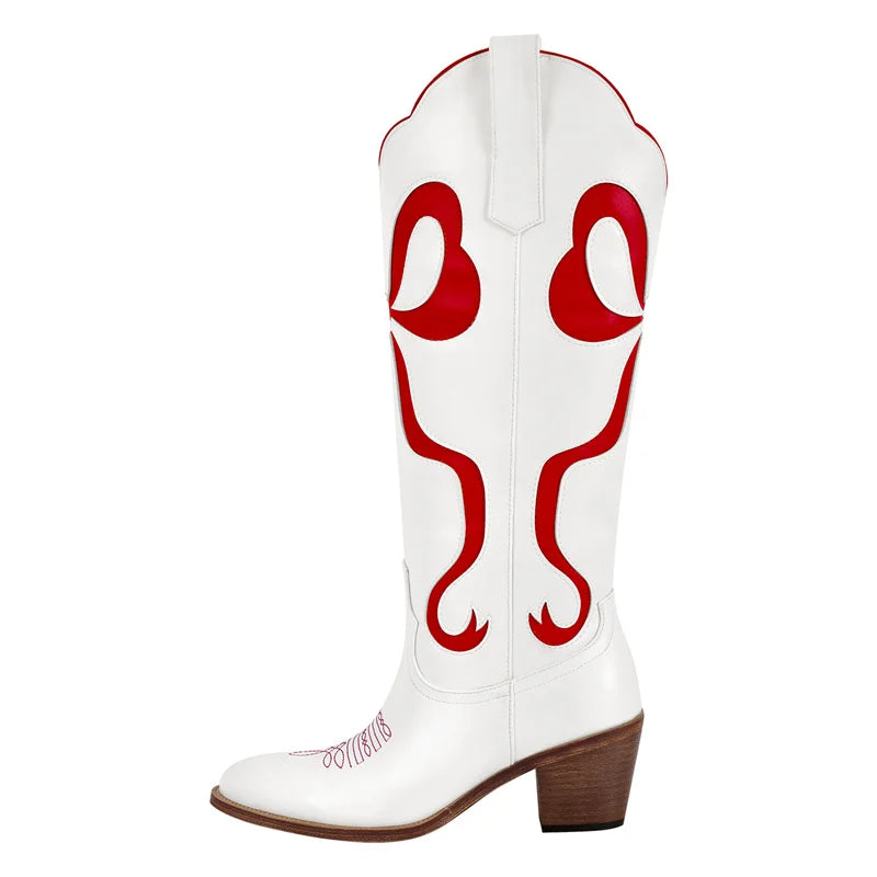 Red glitter Main Character Ranch Princess Boots with princess ribbons, Y2K vibes, and babycore aesthetics